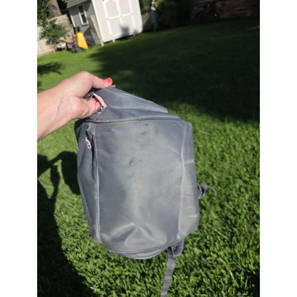 Jeep Adventures Backpack/Diaper Bag Gray with Pink Trim Wipes Container Pocket